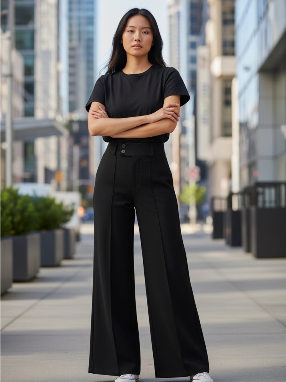 Cider Black High-Waist Wide-Leg Stylish Jeans